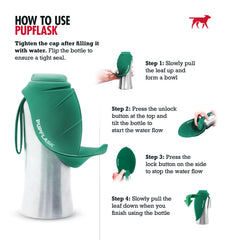 Dispensador portátil PupFlask de Tuff Pupper para agua rápida.