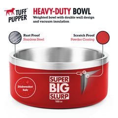 Tuff Pupper tazón de acero inoxidable 18/8 resistente