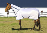 TuffRider Fly Sheet vista frontal, protege la piel y reduce picaduras de insectos.