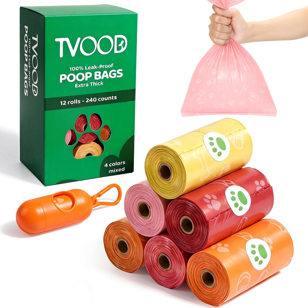 Bolsas para heces de perro TVOOD en rollos de 240, resistentes.