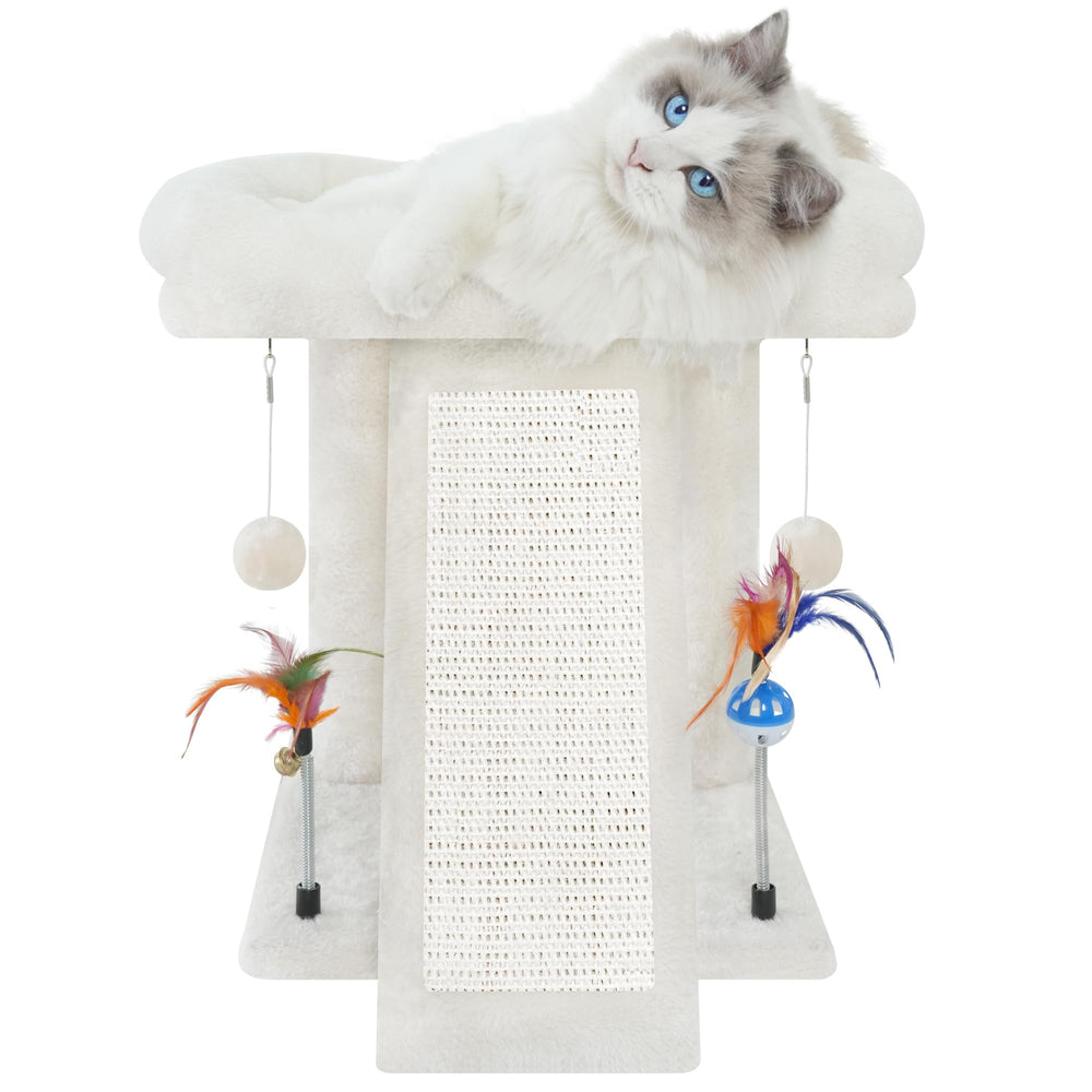 TWDEPART árbol para gatos con torre y juguetes beige, ideal para juego y descanso