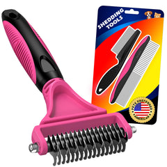 UGNEL kit de cuidado para mascotas con rastrillo deslanado para desenredar y deslanar pelaje.