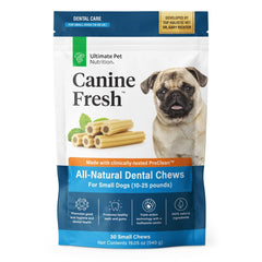 Envase de Ultimate Pet Nutrition Canine Fresh para higiene bucal.