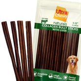 Ultra Chewy Bastones de Colágeno: paquete de 25, masticables naturales sin olor para perros activos.