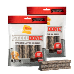 Ultra Chewy huesos de acero grande sabor a res, promueven masticación prolongada y limpieza dental.