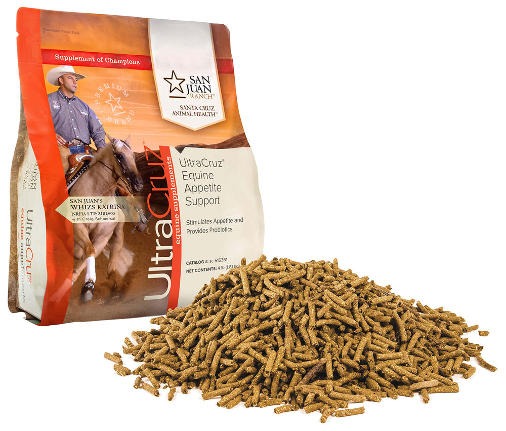 UltraCruz estimulante de apetito para caballos, granulos 4 lb, apoyo digestivo.