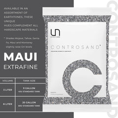 UNS Controsand Maui, acuario plantado de estilo minimalista con sustrato negro.