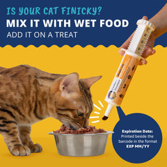 Under The Weather Ready Cal para Gatos, gato comiendo gel para favorecer la ingesta.