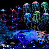 Uniclife 4-pack de medusas artificiales, decoración compacta para acuarios.