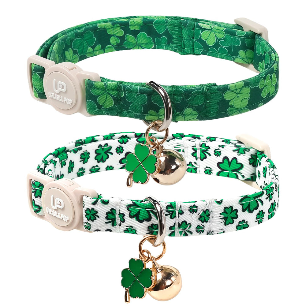 UP URARA PUP collar trébol verde para San Patricio, estilo festivo para tu gato.