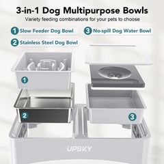 Upsky tazón de acero inoxidable para perro, duradero y fácil de limpiar