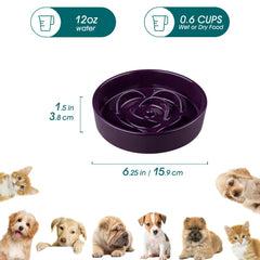 Tazón lento vancasso para gatos en cerámica morado oscuro, fácil de limpiar.