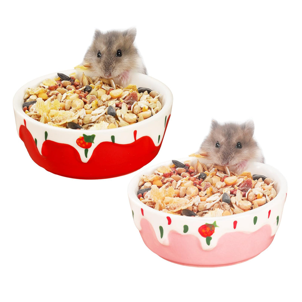 VanEnjoy tazón cerámico para alimento de hamster rojo, diseño estable y fácil de usar