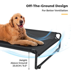 Veehoo: cama elevada con funda lavable para limpieza fácil.