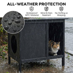 Veehoo casa-gato interior, espacio cálido y seco para felinos ferales.