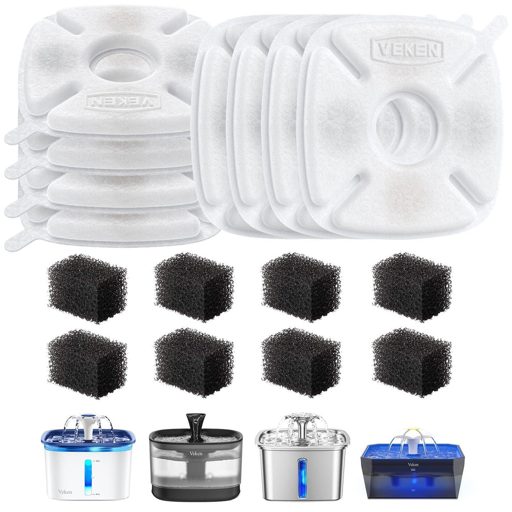Filtre fontaine chat Veken 50oz, eau plus claire et goût amélioré.