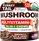 Vet Promise hongo cola de pavo para perros, botella de suplementos