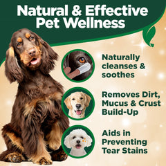 Aplicación fácil con toallitas Vet's Best para ojos de perro.