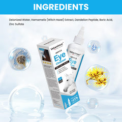 Ingredientes botánicos de Vetanimus Limpiador Ocular para cuidado suave de ojos.