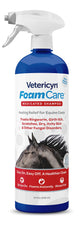 Botella de Vetericyn FoamCare Equine para limpieza suave y nutritiva de la piel, sin eliminar aceites naturales.