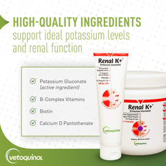 Mascotas reciban dosis diaria con Renal K+ gel sabor agradable