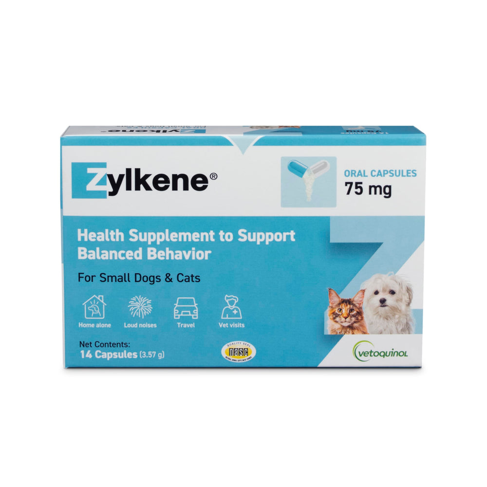 Vetoquinol Zylkene bote de cápsulas para calma diaria.