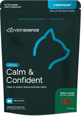 VetriScience Composure para gatos, sabor a trucha, ideal durante visitas al veterinario.
