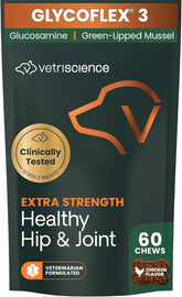 GlycoFlex 3 de VetriScience, masticables para articulaciones, favorece movilidad.