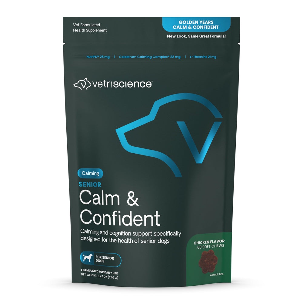 VETRISCIENCE Senior Calm & Confident, botella, apoyo la calma en perros mayores.