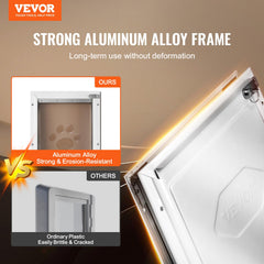 VEVOR pet door frosted flap close-up showing quiet passage