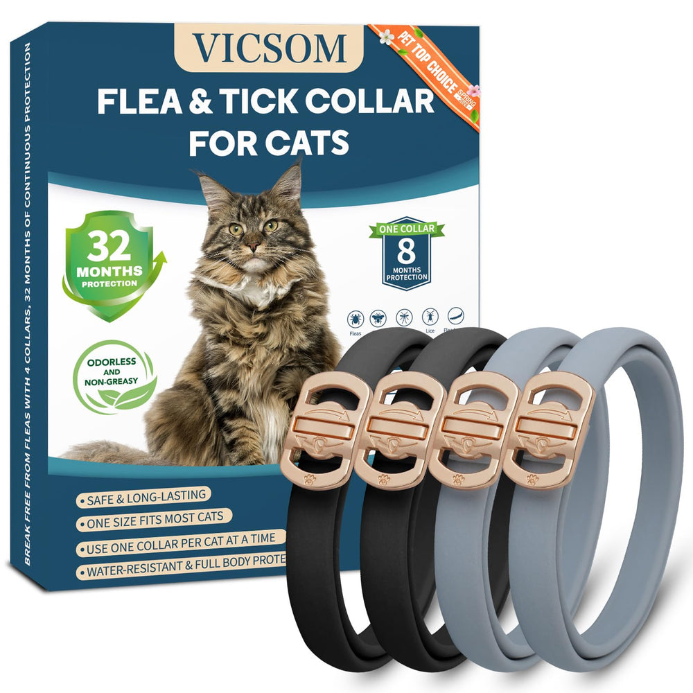 Collar antipulgas VICSOM para gatos con ajuste de 48 cm, comodidad diaria
