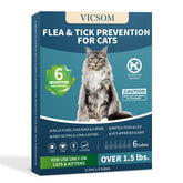 Gotas VICSOM para gatos, aplicación fácil y protección rápida contra pulgas.
