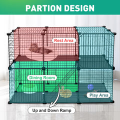 VISCOO corral para mascotas con rampa y dos pisos para juego.