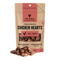 Vital Essentials corazones de pollo secos y congelados para perros, snack proteico diario