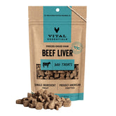 Vital Essentials Hígado de Res Liofilizado para perros, ideal para entrenamiento diario.