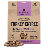 Vital Essentials trozos suaves de pavo crudo liofilizado para proteína de alta calidad.