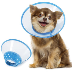 Cône Vivifying bleu pour petit chien, confort et protection après chirurgie.