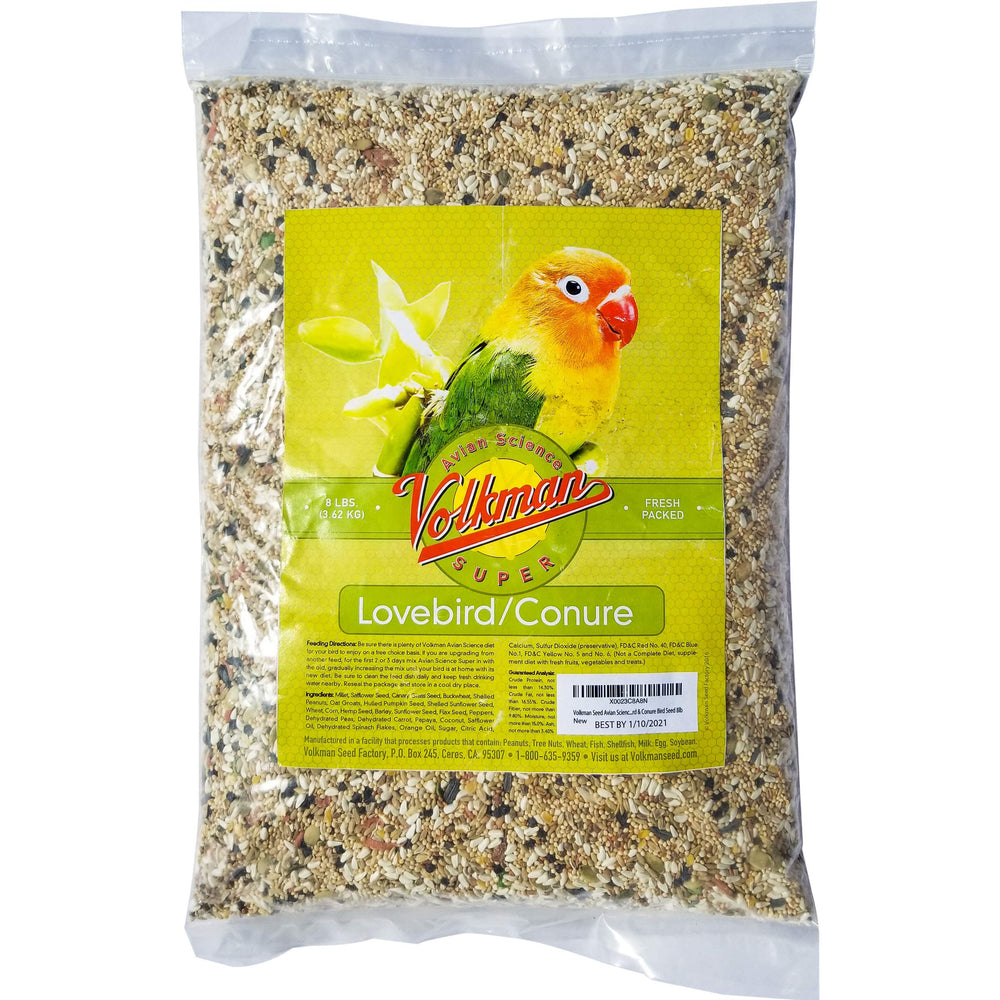Volkman Seed Avian Science, bolsa 8 lb, dieta diaria nutritiva para inseparables y cotorras.