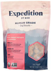 WAG Expedition galletas orgánicas para perros patata dulce y linaza, apoyo digestivo.