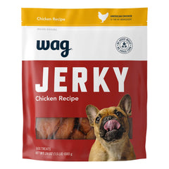 WAG corte deshidratado de pollo en bolsa frontal, premio de entrenamiento.