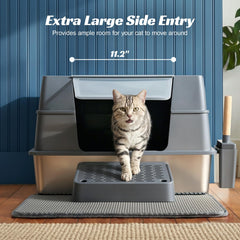 La Wagora caja-arena amplia para gatos grandes ofrece comodidad y espacio.