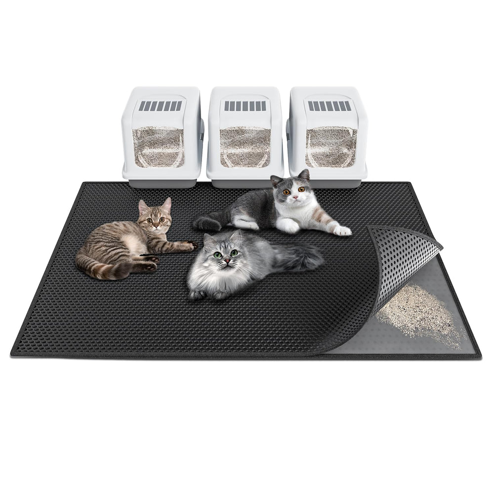 Alfombrilla Waretary para arena de gato con capa superior hexagonal que atrapa partículas.