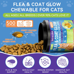 WEALLIN chews-frango-queso-sabor-gato, premio sabroso para cuidado preventivo.