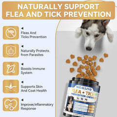 Comprimidos blandos naturales WEALLIN para perros, protección diaria contra parásitos.