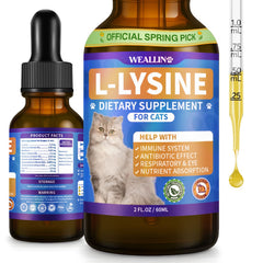 WEALLIN Lisina para gatos, frasco de gotas para apoyo inmunitario diario.
