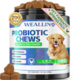WEALLIN probióticos para perros en frasco 200 gomitas masticables para apoyo digestivo diario.