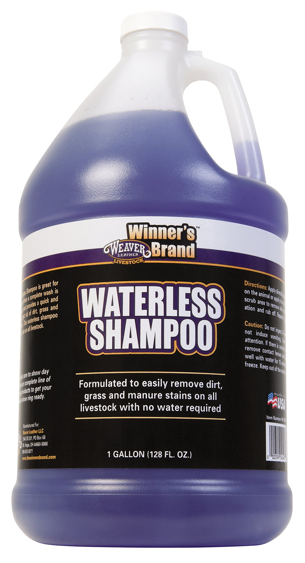 Weaver Leather Livestock Waterless Shampoo morado galón para limpieza rápida en ganado