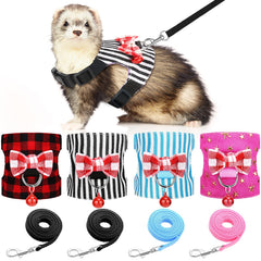 Weewooday arnés para hurón pequeño con bowknot para paseos seguros y cómodos.