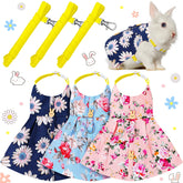 Weewooday arnés y vestido conejo rosa flor, cómodo para paseos diarios.
