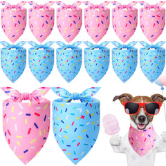Bandanas Weewooday para perros en azul y rosa con confeti de helado para fiestas